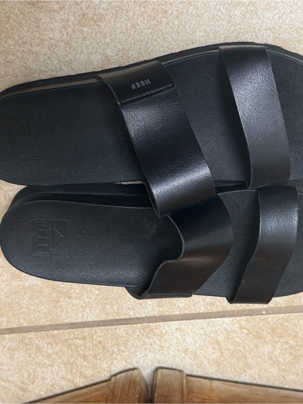Reef Black Men's Double-Strap Slide Sandals